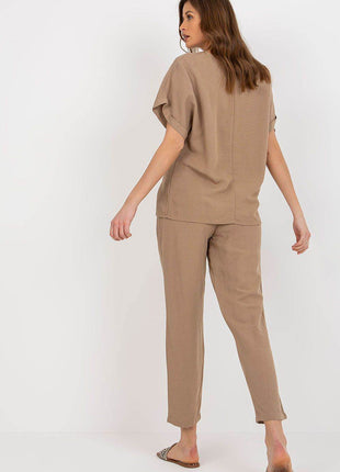 Lightweight Co-Ord Summer Set with Blouse and Tie-Waist Pants - MimiStylez