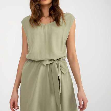 Sleeveless Flared Summer Dress with V-Neck and Waist Tie - MimiStylez