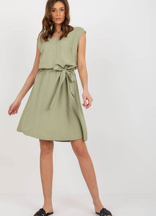 Sleeveless Flared Summer Dress with V-Neck and Waist Tie - MimiStylez