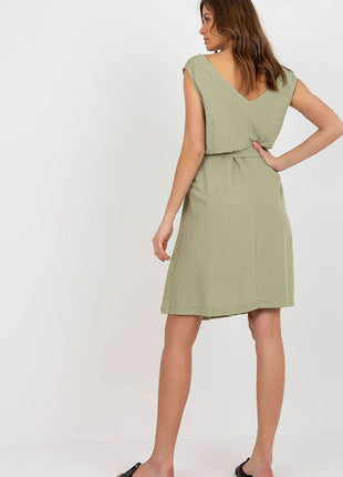Sleeveless Flared Summer Dress with V-Neck and Waist Tie - MimiStylez