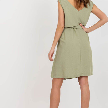 Sleeveless Flared Summer Dress with V-Neck and Waist Tie - MimiStylez