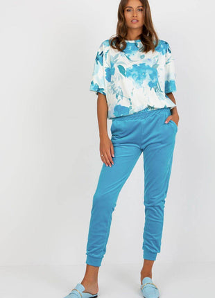 Women’s Cotton Co-Ord Set – Patterned Short-Sleeve Blouse & High-Waisted Pants with Pockets - MimiStylez