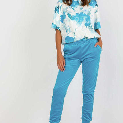 Women’s Cotton Co-Ord Set – Patterned Short-Sleeve Blouse & High-Waisted Pants with Pockets - MimiStylez