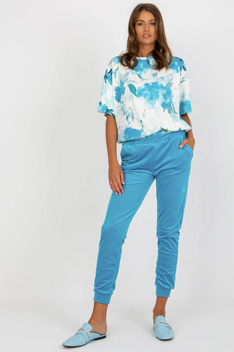 Women’s Cotton Co-Ord Set – Patterned Short-Sleeve Blouse & High-Waisted Pants with Pockets - MimiStylez