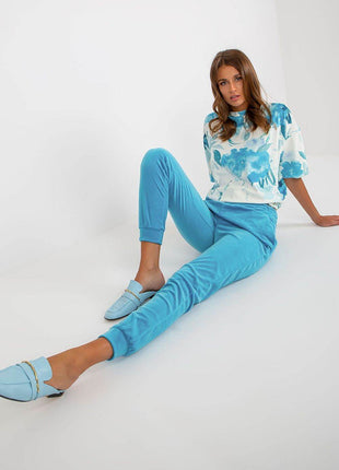 Women’s Cotton Co-Ord Set – Patterned Short-Sleeve Blouse & High-Waisted Pants with Pockets - MimiStylez