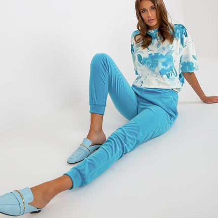 Women’s Cotton Co-Ord Set – Patterned Short-Sleeve Blouse & High-Waisted Pants with Pockets - MimiStylez