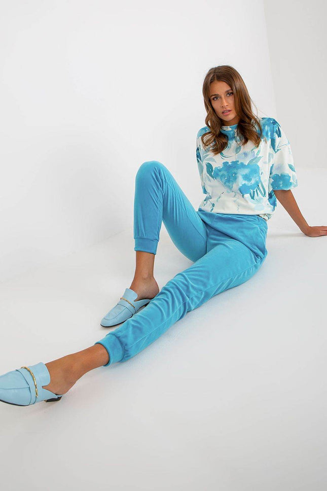 Women’s Cotton Co-Ord Set – Patterned Short-Sleeve Blouse & High-Waisted Pants with Pockets - MimiStylez