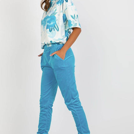 Women’s Cotton Co-Ord Set – Patterned Short-Sleeve Blouse & High-Waisted Pants with Pockets - MimiStylez