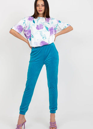 Women’s Cotton Co-Ord Set – Patterned Short-Sleeve Blouse & High-Waisted Pants with Pockets - MimiStylez
