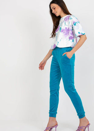 Women’s Cotton Co-Ord Set – Patterned Short-Sleeve Blouse & High-Waisted Pants with Pockets - MimiStylez