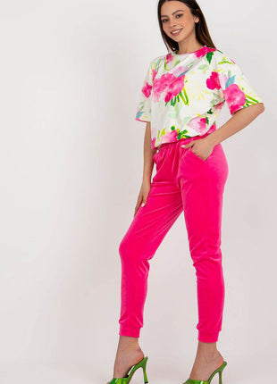 Women’s Cotton Co-Ord Set – Patterned Short-Sleeve Blouse & High-Waisted Pants with Pockets - MimiStylez