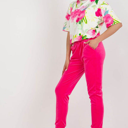 Women’s Cotton Co-Ord Set – Patterned Short-Sleeve Blouse & High-Waisted Pants with Pockets - MimiStylez