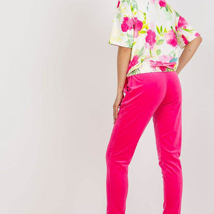 Women’s Cotton Co-Ord Set – Patterned Short-Sleeve Blouse & High-Waisted Pants with Pockets - MimiStylez