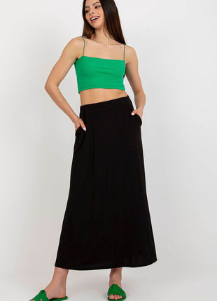 Loose Summer Skirt with Elastic Waistband and Slip Pockets - MimiStylez