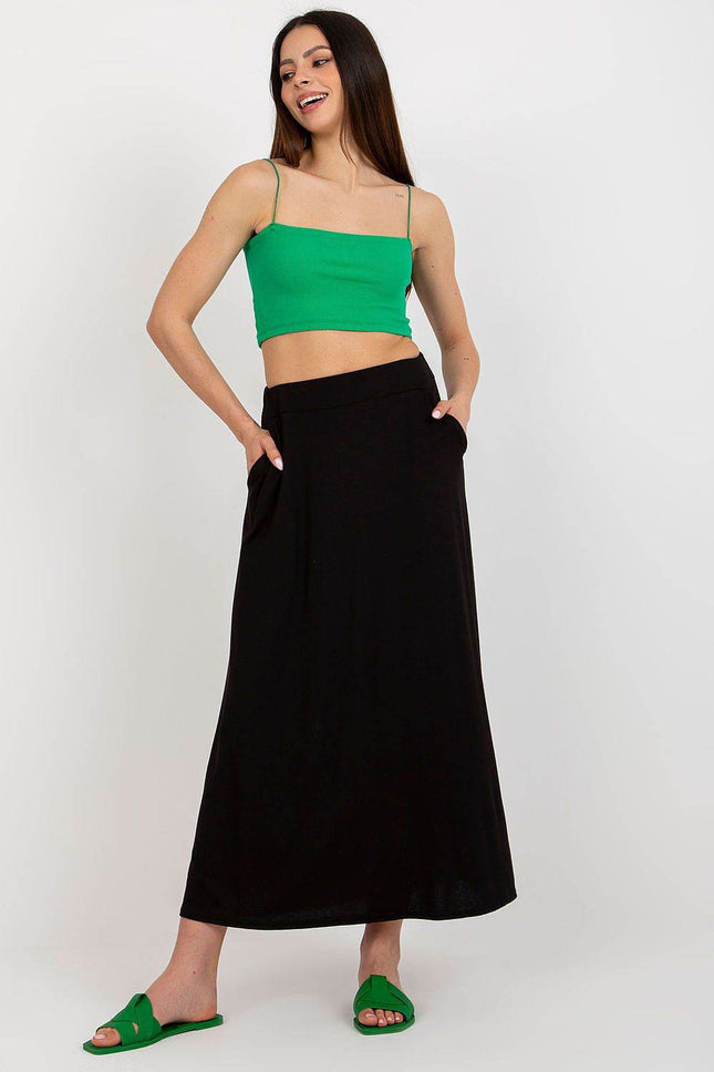 Loose Summer Skirt with Elastic Waistband and Slip Pockets - MimiStylez