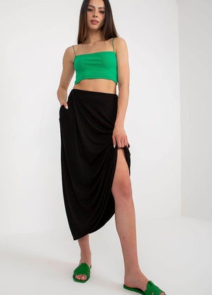 Loose Summer Skirt with Elastic Waistband and Slip Pockets - MimiStylez