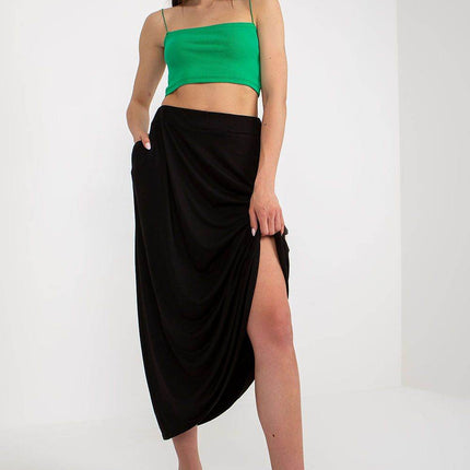 Loose Summer Skirt with Elastic Waistband and Slip Pockets - MimiStylez