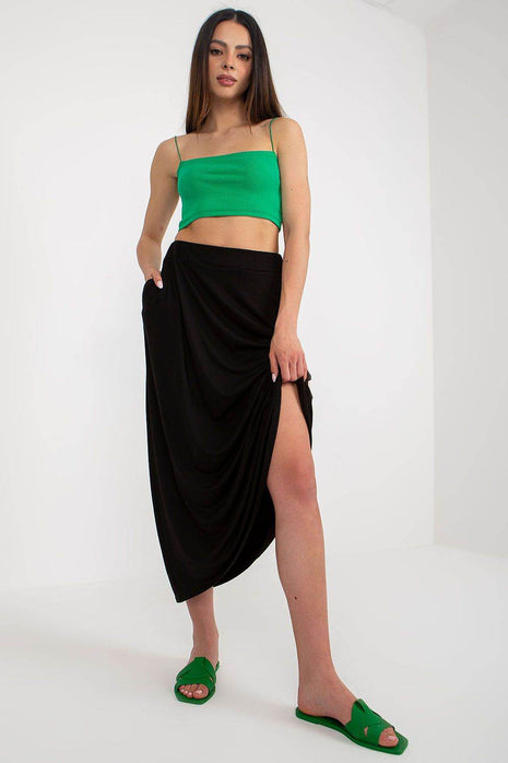 Loose Summer Skirt with Elastic Waistband and Slip Pockets - MimiStylez