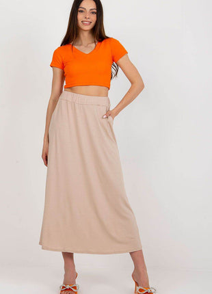 Loose Summer Skirt with Elastic Waistband and Slip Pockets - MimiStylez
