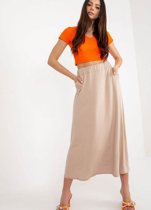 Loose Summer Skirt with Elastic Waistband and Slip Pockets - MimiStylez