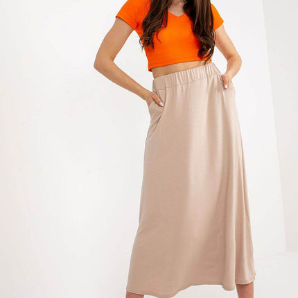 Loose Summer Skirt with Elastic Waistband and Slip Pockets - MimiStylez