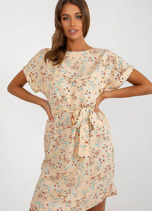 Floral Summer Dress with Tie Waist and Short Sleeves - MimiStylez
