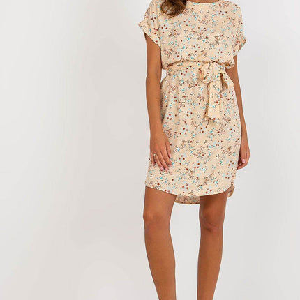 Floral Summer Dress with Tie Waist and Short Sleeves - MimiStylez