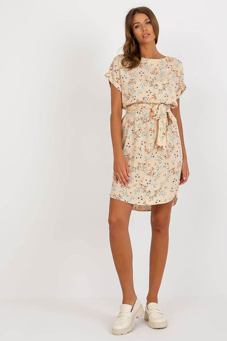 Floral Summer Dress with Tie Waist and Short Sleeves - MimiStylez