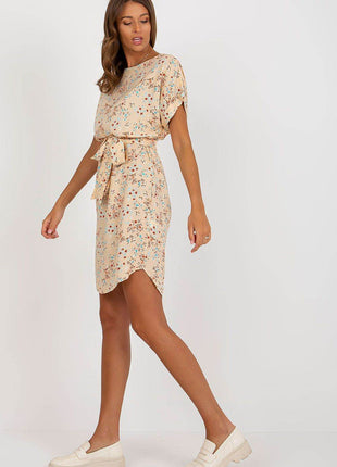 Floral Summer Dress with Tie Waist and Short Sleeves - MimiStylez