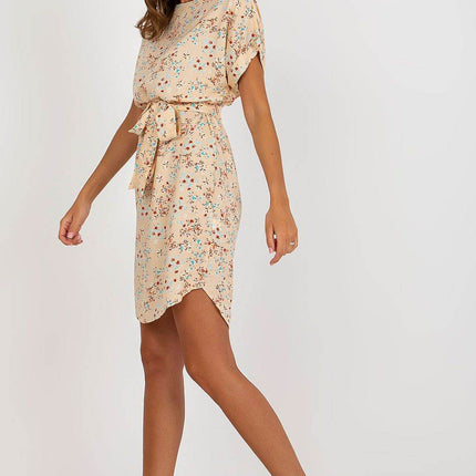 Floral Summer Dress with Tie Waist and Short Sleeves - MimiStylez