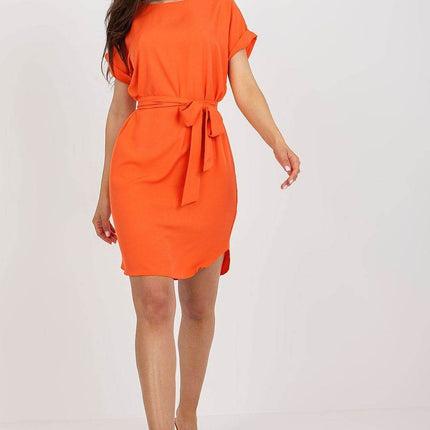 Casual Short Sleeve Dress with Tie Waist - MimiStylez