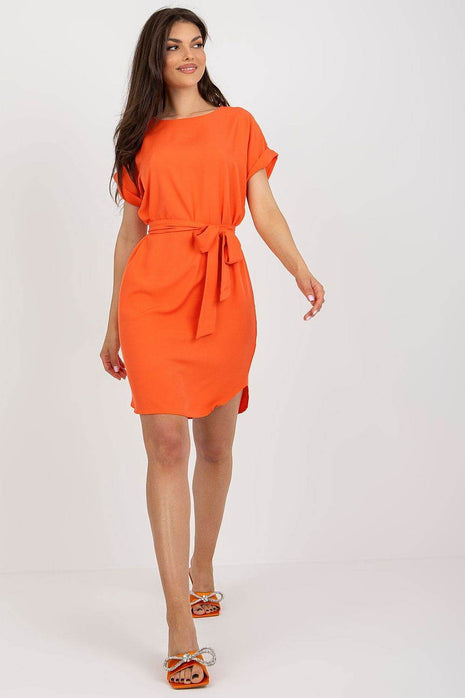 Casual Short Sleeve Dress with Tie Waist - MimiStylez