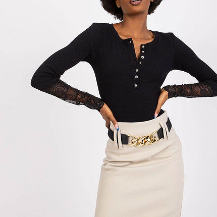 Ribbed Cotton Blouse with Lace Detail - MimiStylez