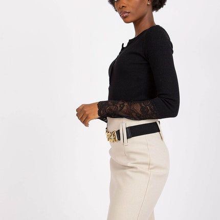 Ribbed Cotton Blouse with Lace Detail - MimiStylez
