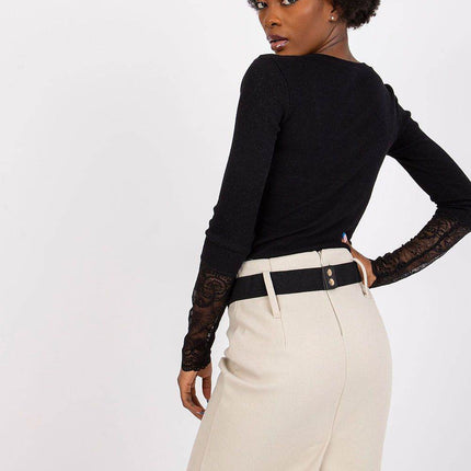 Ribbed Cotton Blouse with Lace Detail - MimiStylez