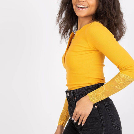 Ribbed Cotton Blouse with Lace Detail - MimiStylez