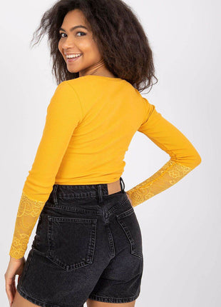 Ribbed Cotton Blouse with Lace Detail - MimiStylez