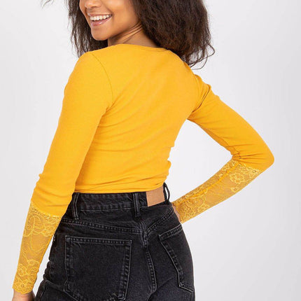 Ribbed Cotton Blouse with Lace Detail - MimiStylez