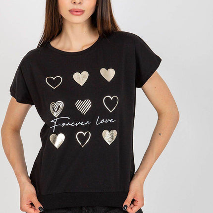 Women’s Cotton Blouse – Short Sleeves & Round Neck with Front Print - MimiStylez