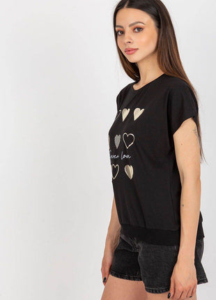 Women’s Cotton Blouse – Short Sleeves & Round Neck with Front Print - MimiStylez