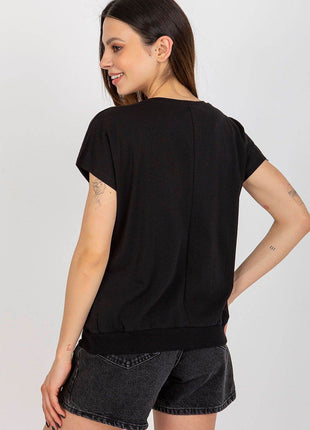 Women’s Cotton Blouse – Short Sleeves & Round Neck with Front Print - MimiStylez