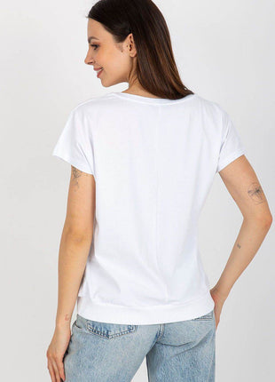 Women's Cotton Blouse with Short Sleeves & Front Print - MimiStylez