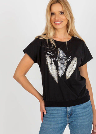 Straight Cut Cotton Blouse with Front Print - MimiStylez