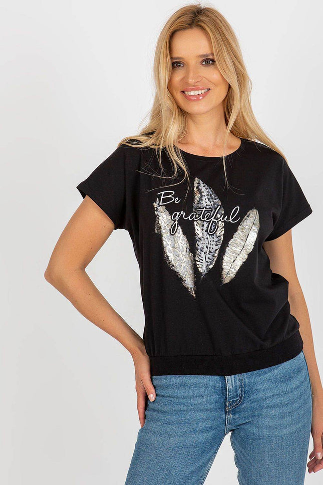 Straight Cut Cotton Blouse with Front Print - MimiStylez