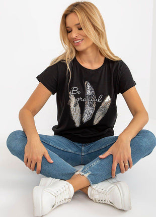 Straight Cut Cotton Blouse with Front Print - MimiStylez