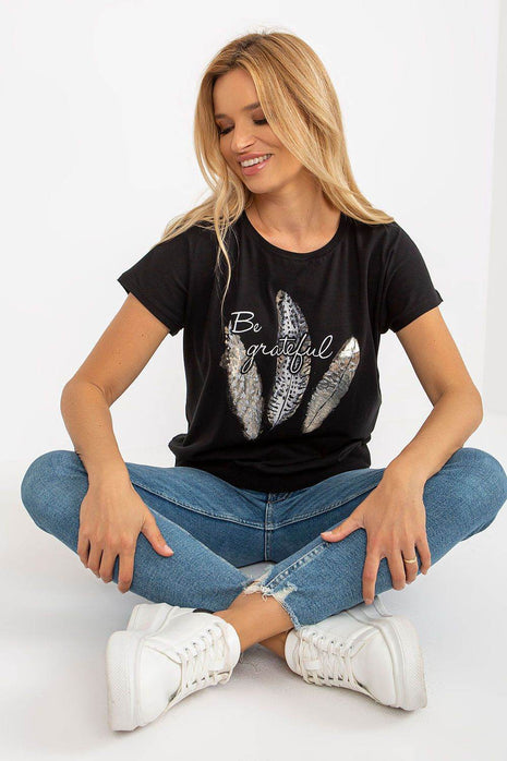 Straight Cut Cotton Blouse with Front Print - MimiStylez