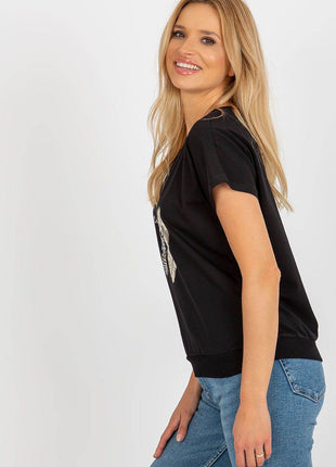 Straight Cut Cotton Blouse with Front Print - MimiStylez