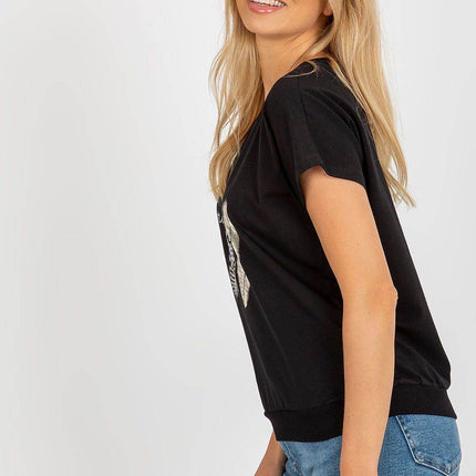 Straight Cut Cotton Blouse with Front Print - MimiStylez