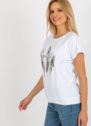 Straight Cut Cotton Blouse with Front Print - MimiStylez