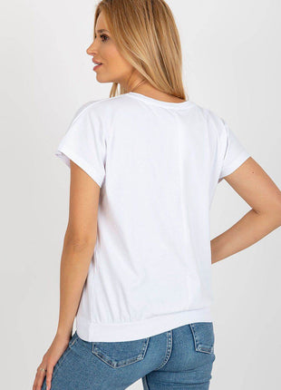 Straight Cut Cotton Blouse with Front Print - MimiStylez